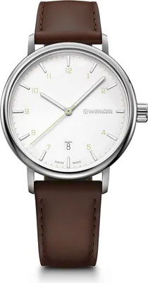 Produktbild von Wenger 01.1731.117 Herren-Armbanduhr, Edelstahl-Gehäuse, Leder-Armband
