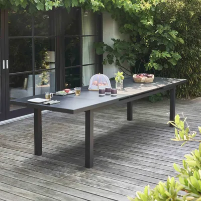 Image de Table de jardin extensible en aluminium gris 10 places - Oviala Albi