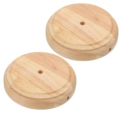Holz-Lampenfuß, 16,5 cm, 2 Stück, rund, massiv, für Tischlampen, DIY