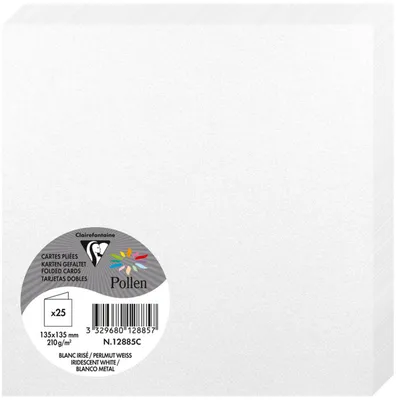 Zdjęcie produktu dla Clairefontaine 12885C, Standardowa kartka z życzeniami, Biały, 210 g/m², 135 mm, 135 mm, Francja