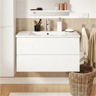 Image de Meuble simple vasque SORRENTO 80cmReproduction chêne et robinet