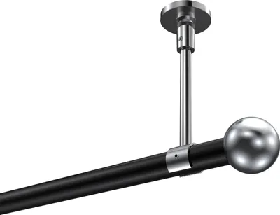Produktbild von Interdeco Gardinenstange / Vorhangstange Schwarz / Chrom, Typ Sonette Luino (Kugel) ohne Ringe, Deckenmontage, 20 mm Ø 1-läufig, 260 cm