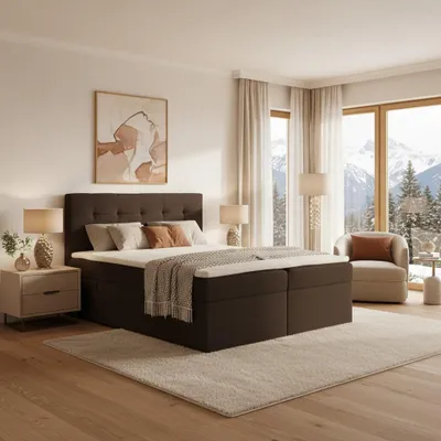 Produktbild von KSHOMECONCEPT Boxspringbetten mit Bettkasten VELLIS 160x200, Taschenfederkern Matratze, Braun