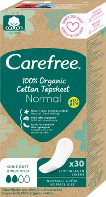 Obrázok produktu pre Carefree Organic Bavlna Normal Wkładki higieniczne, 30 sztuk
