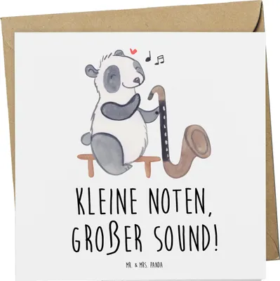 Produktbild von Mr. & Mrs. Panda Grußkarte Bassklarinette Sound - Weiß - Geschenk, Instrumente, Musikinstrument, Orchester, faltkarte, Glückwunschkarte, Humor, Instrument, Musiker, Musik