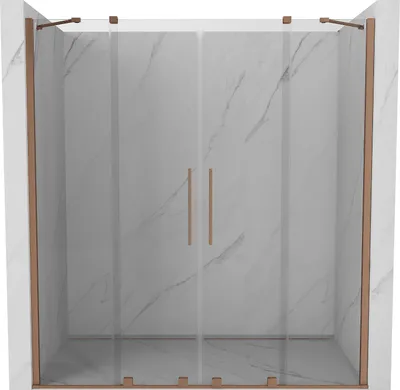 Image de Mexen Velar Duo porte de douche coulissante 200 cm, transparent, cuivre brossé - 871-200-000-02-65