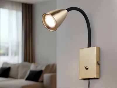 Produktbild von 1-flammige Wandleuchte Messing matt mit Flexarm