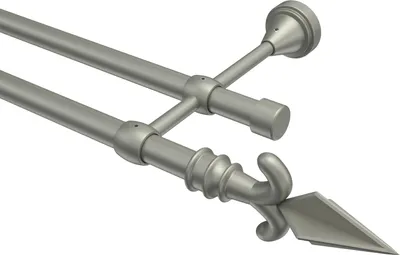 Produktbild von Interdeco Gardinenstange / Vorhangstange Chrom matt, Typ Primus Matteo (Pfeil), 16 mm Ø 2-läufig, 140 cm