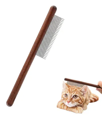 Produktbild von Katzenkamm Hundekamm Edelstahl mit Holzgriff für lange und kurze Haare