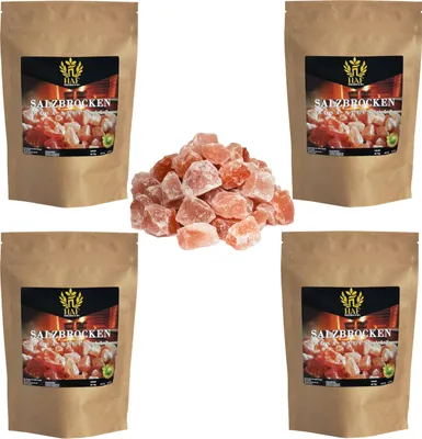 Produktbild von HAF Rosa Salzbrocken 4 kg | Grobe Steinsalz Brocken ohne Zusätze und naturbelassen aus der Salt Range in Pakistan | Salzsteine | Solebrocken