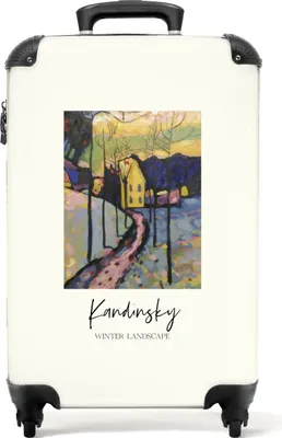 Produktbild von NoBoringSuitcases.com® Koffer Handgepäck Trolley Rollkoffer Kleine Reisekoffer mit 4 Rollen - Kunst - Kandinsky - Landschaft - Farben - Cabin Size < 55x40x23 cm & 55x40x20 cm - Fotokoffer - Kabinenkoffer - BoardgepäckHandgepäck Koffer 55x35x20 cm, 36L,