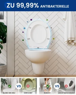 Produktbild von CECIPA oval Toilettendeckel, WC Sitz mit Absenkautomatik, Quick Release & Antibakteriell, Klodeckel aus Duroplast