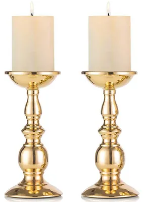 Produktbild von Kerzenständer Metall Gold 2er Set 22 cm