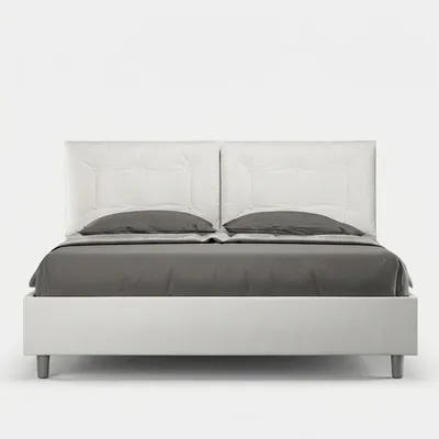 Produktbild von Doppelbett 160x190 mit Bettkasten und Kopfteilkissen Annalisa M - Weiß