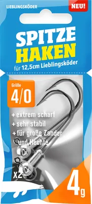 Produktbild von Lieblingsköder Spitze Haken Gr. 4/0 Jigköpfe - 2 Jighaken, Gewicht:4g