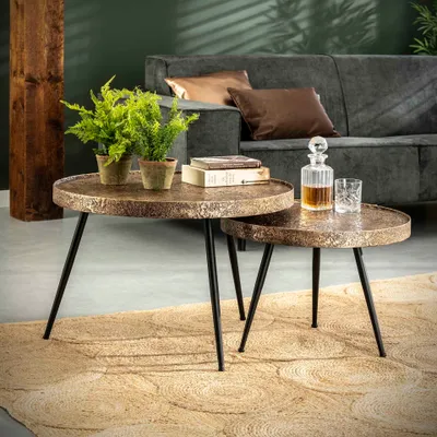 Produktbild von Hoyz - Couchtisch Round Metallic - Goldfarben - 2er-Set
