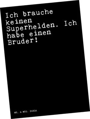 Produktbild von Mr. & Mrs. Panda Postkarte Ich brauche keinen Superhelden.... - Schwarz - Geschenk, Spruch Sprüche Weisheiten Zitate Lustig Weisheit Worte, Ansichtskarten, Postkarten