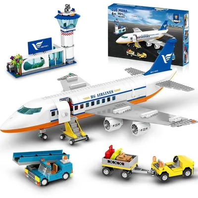 Image de Kit de montage d'un avion de ligne de 535 mm, avec éclairage LED, pour enfants