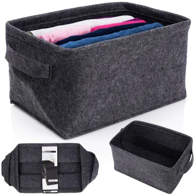 Produktbild von Aufbewahrungskorb Filzkorb Aufbewahrungsbox aus Filz faltbar schwarz 36x27x20 cm