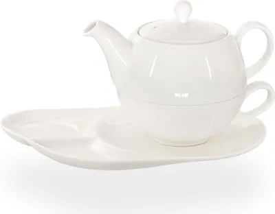Produktbild von Buchensee Tea for one Set / Teeset Lena, Teekanne 500ml in weiß, Crystal Bone China Porzellan