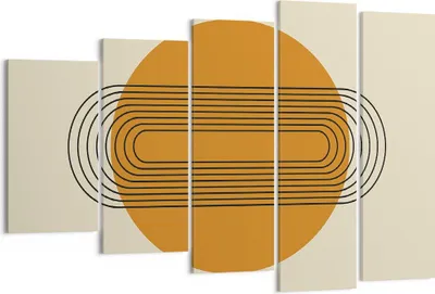 Produktbild von Bild auf Leinwand - Leinwandbild - 5 Teile - Stück Geometrisch Orange - 150x100cm - Wand Bild - Wanddeko - Wandbilder - Leinwanddruck - Bilder - Wanddekoration - Leinwand bilder - EG150x100-4877