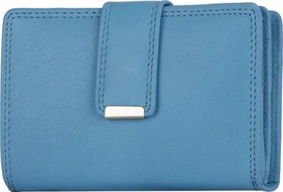 Produktbild von RFID Damen Geldbörse Portemonnaie Geldbeutel Damenbörse Rindleder Leder Hell-Blau (20198)