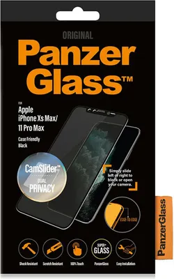 The image shows the retail packaging for a PanzerGlass screen protector.