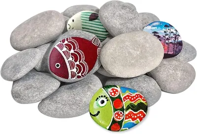Imagen del producto de Piedras de río, 20 unidades - Piedras planas - Superficie lisa - Ideales para pintar - Decoración - Seleccionadas manualmente - Piedras para pintar