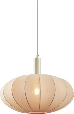 Produktbild von QAZQA - Japandi Japandi-Hängelampe I Pendellampe I Pendelleuchte Beige mit Stoffschirm - Bida I Wohnzimmer I Schlafzimmer - Textil Rund - LED geeignet E27