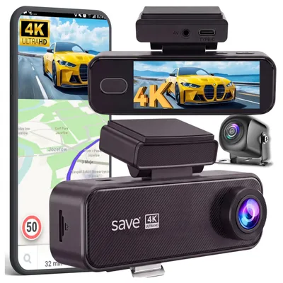 Produktbild von Dashcam Auto Vorne Hinten, 4K Dashcamera Auto Dashkamera GPS WiFi, Dual Autokamera , Nachtsicht, 170°Weitwinkel, Einparkhilfen, WDR