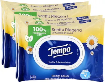 Produktbild von Tempo Feuchte Toilettentücher sanft & pflegend Duo Vorteilspack 2x42er(2er Pack