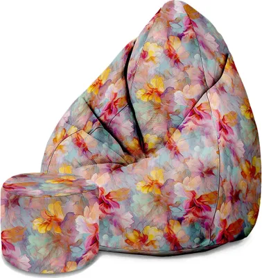 Image de Dreamroots Bean Bag 80x80x120cm Pouf avec dossier et tabouret et housse Coussin de sol Sac Bubibag Pouf avec remplissage avec Scent of Nature