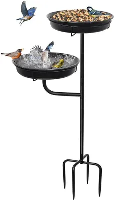 Image de Bain d'oiseaux sur pied pour oiseaux sauvages - Abreuvoir de jardin