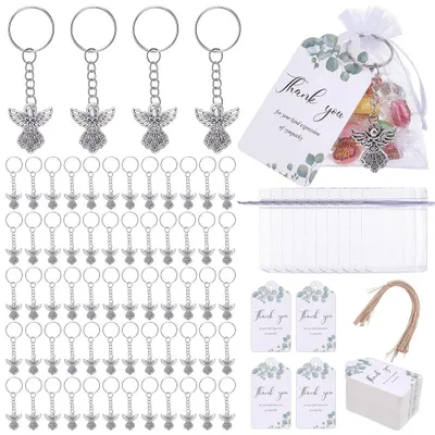 Produktbild von Omgoods – Set mit 100 Bestattungsurnen für Asche, inklusive Engels-Schlüsselanhänger und Organzasäcken