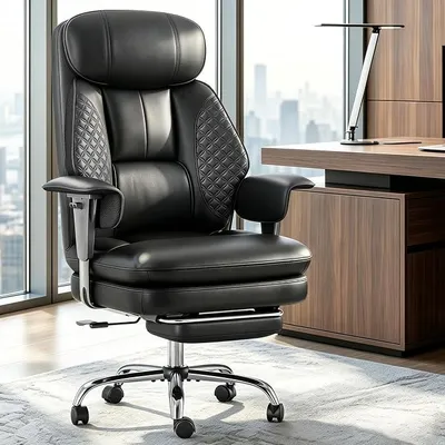 Imagen del producto de Silla de escritorio tipo sillón, ergonómica, con reposapiés, color