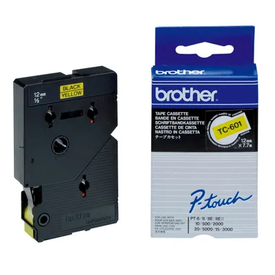 Produktbild von Brother Gloss Laminated Labelling Tape - 12mm, Black/Yellow