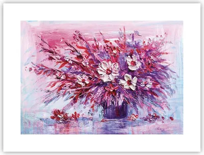 Produktbild von Poster - Poster ohne Rahmen - Pastos Blumen Rosa - 40x30 cm - Wand Bild - Wanddeko - Wandbilder - Kunstposter - Wandposter - Bilder - Kunstdruck - Wanddekoration - Wandbild - P2XAA40x30-4530