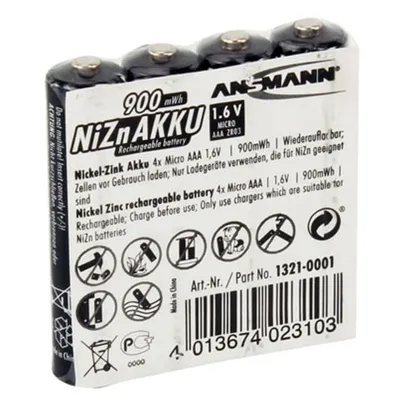 Produktbild von Ansmann 1321-0001 1x4 Ansmann NiZn dobíjecí baterie Micro AAA 900 mWh 1321-0001