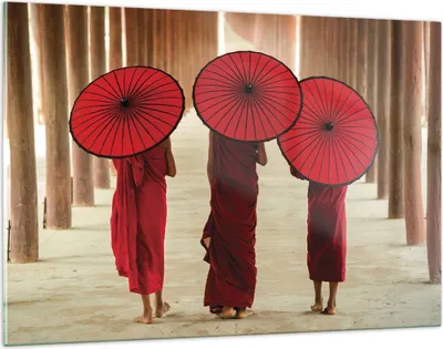 Produktbild von Bilder auf glas - Einteilig - Bhutan Regenschirm Rot - 120x80cm - Glasbilder - Wandbilder - Bilder - zum Aufhängen bereit - Wanddekoration aus Glas - Glas Bilder - Wandbild auf Glas - GAA120x80-4290