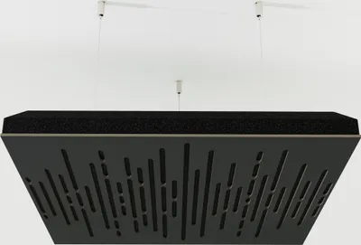 Obrázek produktu pro 2-dílné akustické stropní panely "WAVE-C" s montážní sadou | Absorpce - Difuze - Odraz - Zvuková izolace - Izolace | Akustický panel Cloud | 50x50x5cm | Barva: černá