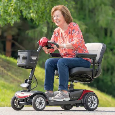 Obrázek produktu pro LVHOM seniorský elektrický skútr s 300W motorem, skútr s 9palcovými pneumatikami, skládací elektrický skútr, elektrický invalidní vozík, červený