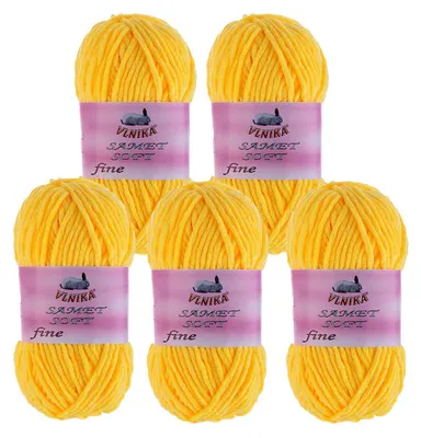 5 x 100g Strickgarn Samet Soft Fine gelb