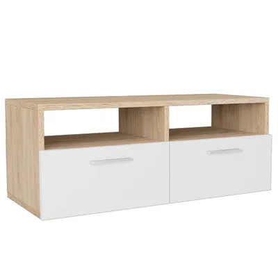 Produktbild von "Winterschlussverkauf "TV-Board - Fernsehtisch - 2 Stk. TV-Schränke Holzwerkstoff 95x35x36 cm Eiche und Weiß - DEMöbel9501176