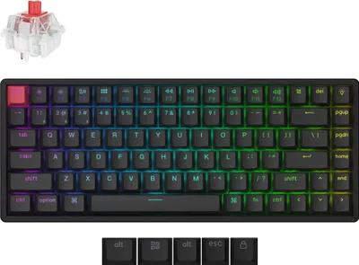 Image de Keychron K2 QMK Wireless Mechanische Tastatur (Version 3), ANSI US, remplaçable à chaud, rétroéclairage RGB, châssis aluminium, interrupteur linéaire rouge K2X-J1