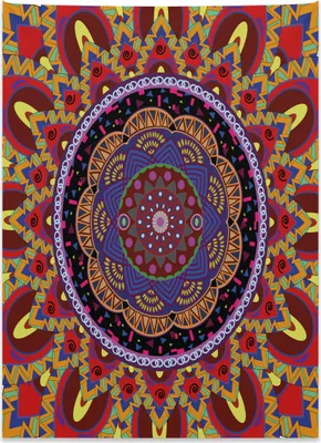Produktbild von Abakuhaus Mandala Wandteppich, Vintage-Stil Hochzeit aus Weiches Mikrofaser Stoff Kein Verblassen Klare Farben Waschbar, 110 x 150 cm, Kastanienbraun und Rot