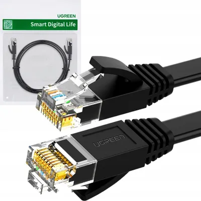 Immagine prodotto di Ugreen Nw102 Cavo piatto Ethernet Rj45, Cat.6, Utp, 0,5M (nero)