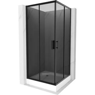 Obrázek produktu pro Mexen Rio čtvercový sprchový kout 90 x 90 cm, Grafitově černá, Černá + sprchová vanička Rio, Bílá - 860-090-090-70-40-4510