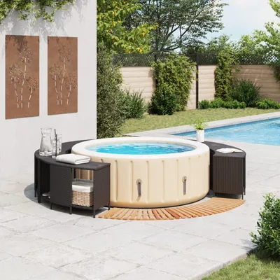 Produktbild von vidaXL Whirlpool-Umrandung Schwarz Poly-Rattan und Massivholz Akazie
