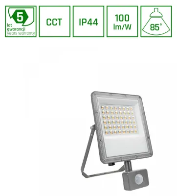 Imagen del producto de Luminaria exterior LED NOCTIS con sensor de movimiento, 50W, IP65/IP44, color gris