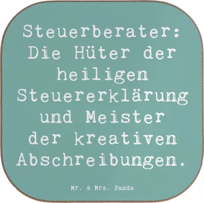 Produktbild von Mr. & Mrs. Panda Tassenuntersetzer Spruch Steuerberater Helden - Meeresbrise - Geschenk, Steuerhelden, Untersetzer für Gläser, Steuerexperten, kreative Geschenke, Coaster